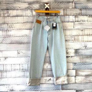 Paco Rabanne light blue boyfriend cut fold back him with silver size 4